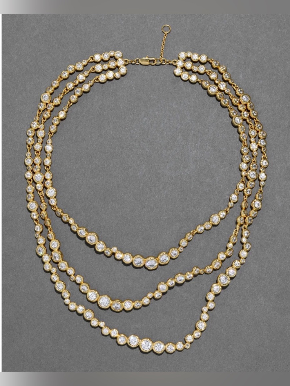 Asterales Gold Layered Necklace 3 Stand Bib Clear CZ NEW Alexis Bittar JL25